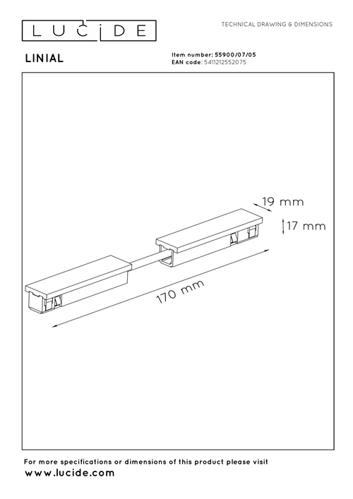 Lucide Premium LINIAL Flexibel-Verbinder - 1-Phasen Stromschiene / Schienensystem - Champagne - technisch